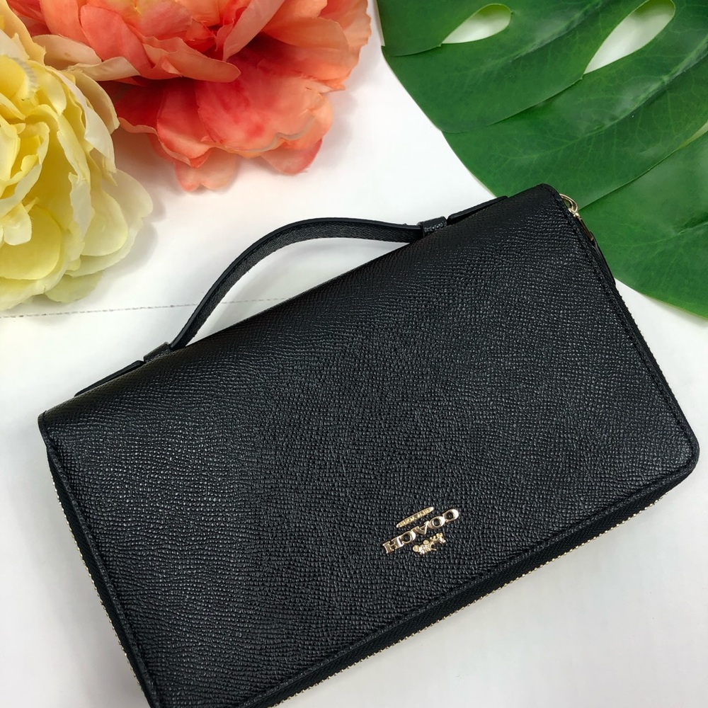 Coach travel wallet double zipped clutch black - Picture 8 of 8
